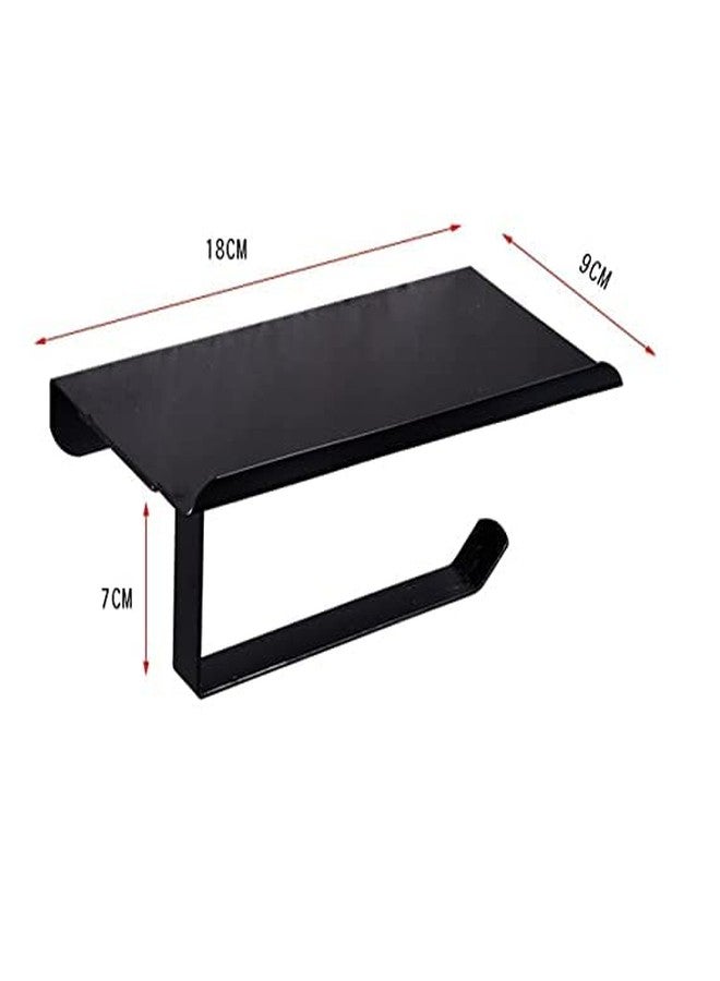 RSP Quality bit Stainless Steel Rectangular Toilet/Tissue Paper Roll Holder Bathroom Accessories with Mobile Stand for Bathroom Kitchen (Pack of 1 Matt Black) - Image 2